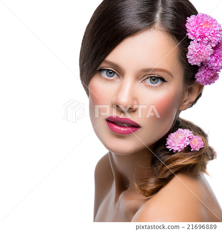 Beautiful girl with flowers Beautiful girl with flowers 21696889