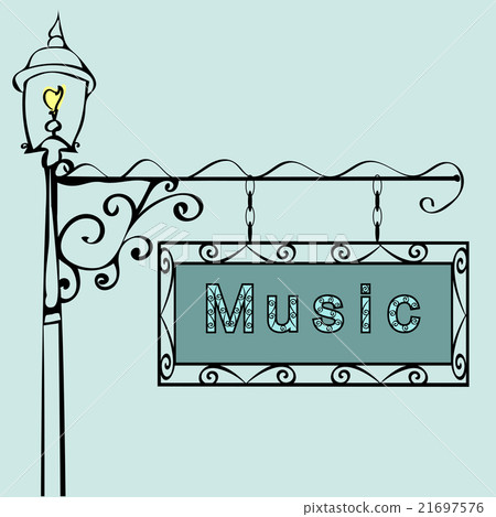 music text on vintage street sign music text on vintage street sign 21697576
