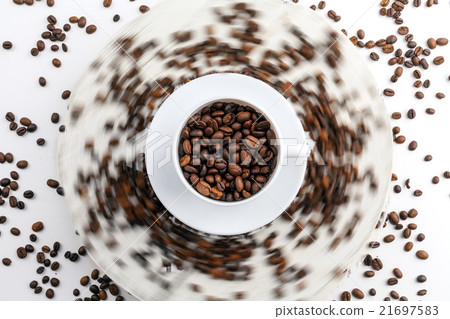 Coffee cup and beans on a white background. Coffee cup and beans on a white background. 21697583