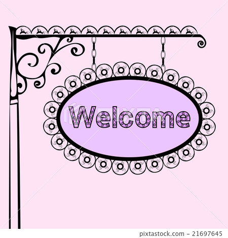 welcome text on vintage street sign 21697645