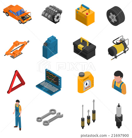 Car Service Isometric Isolated Icon Set - Stock Illustration [21697900 ...