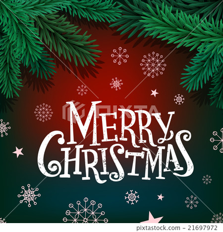 Merry Christmas lettering on background with fir - Stock Illustration ...