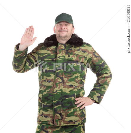 Worker in military with great sign. Worker in military with great sign. 21698052