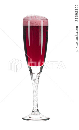 Close up of red champagne glass. 21698392