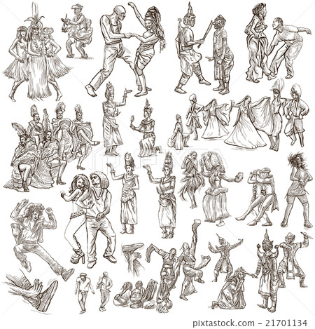 Dancers- Hand drawn collection, freehand sketching Dancers- Hand drawn collection, freehand sketching 21701134