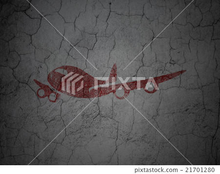 Tourism concept: Airplane on grunge wall Tourism concept: Airplane on grunge wall 21701280