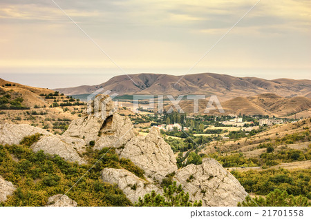 Seashore in cloudy weather, Crimea 21701558