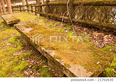 Old Stone Bench Covered in Moss 21702630