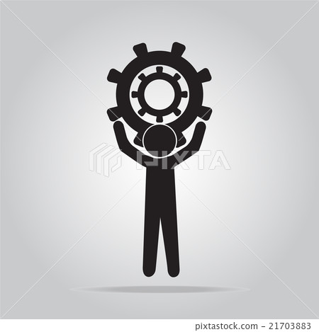 Man hold up gear icon. Man hold up gear icon. 21703883