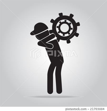 Man carrying with gear icon Man carrying with gear icon 21703884
