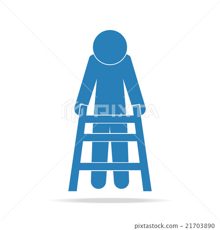 Elderly man and walker sign icon 21703890
