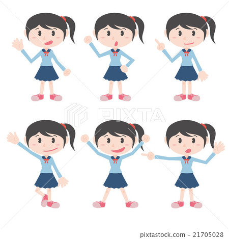各種各樣的姿勢剪貼美術套女性角色導航例證 21705028