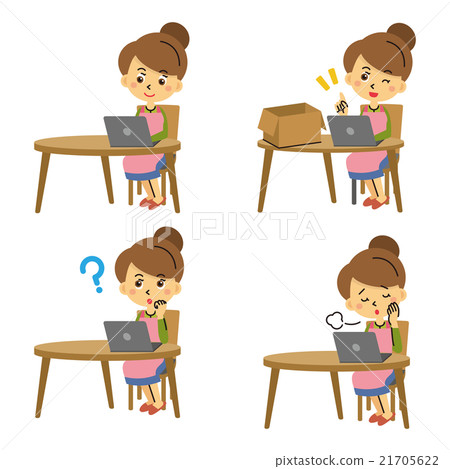 A set of a personal computer and a housewife [three-headed body/series] 21705622