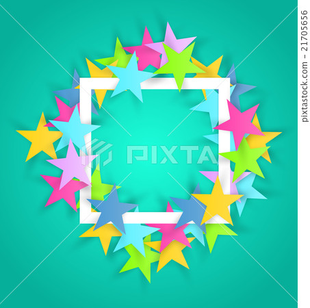 Abstract color stars frame with white rectangle.  21705656