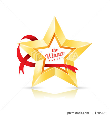 Gold Star frame the winner with ribbon. Gold Star frame the winner with ribbon. 21705660