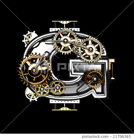 g isolated metal letter with gears on black g isolated metal letter with gears on black 21706365