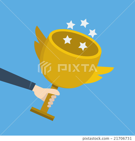 hand holding gold trophy, vector hand holding gold trophy, vector 21706731
