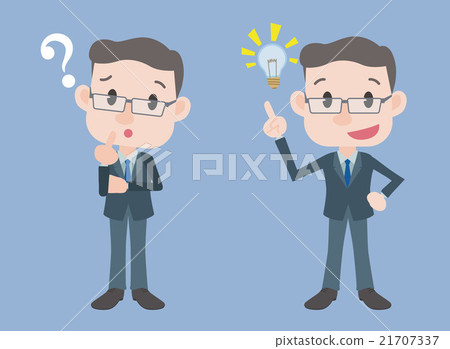 Question and answer Troubles and inspiration Middle-aged male character illustration Question and answer Troubles and inspiration Middle-aged male character illustration 21707337