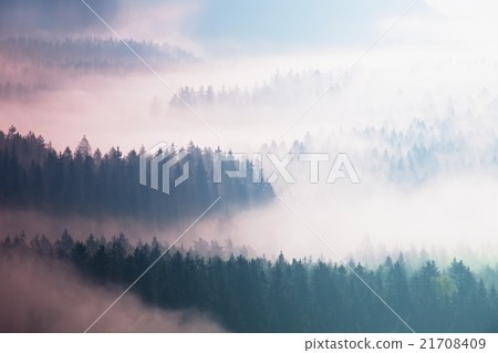 Fantastic dreamy sunrise above deep valley Fantastic dreamy sunrise above deep valley 21708409