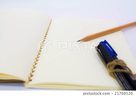 Blank notebook with pen and pencil Blank notebook with pen and pencil 21708520