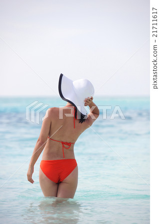 beautiful girl on beach have fun and relax 21711617