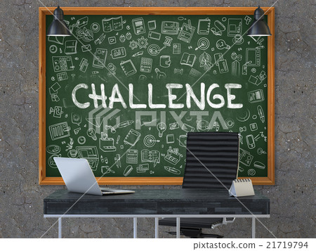 Challenge on Chalkboard in the Office. 21719794