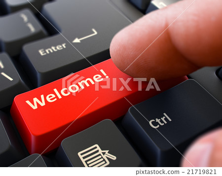 Press Button Welcome on Black Keyboard. 21719821
