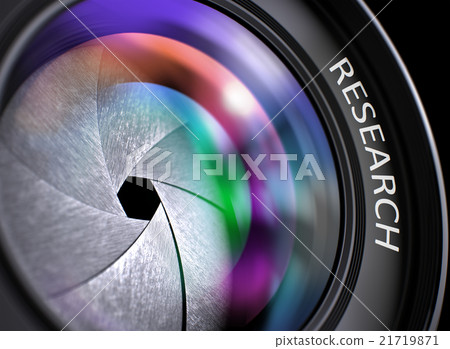 SLR Camera Lens with Inscription Research. 21719871