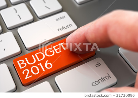 Hand Touching Budget 2016 Keypad. 21720096