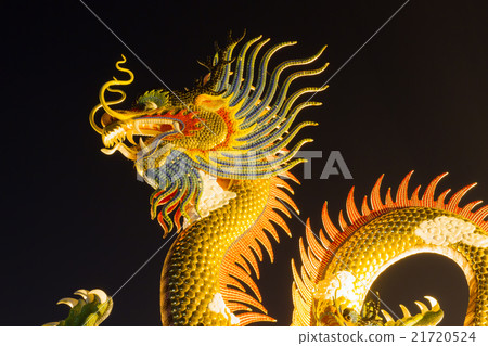 Chinese style dragon statue dragon at night Chinese style dragon statue dragon at night 21720524
