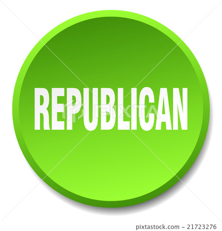 republican green round flat isolated push button 21723276