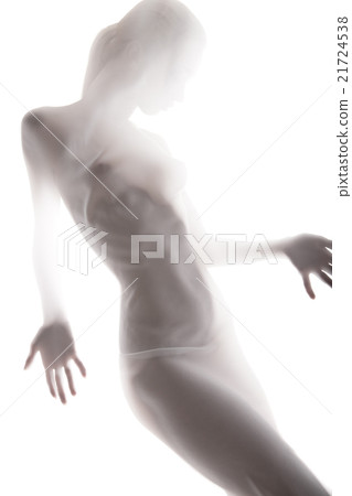 Beautiful naked woman through transparent fabric Beautiful naked woman through transparent fabric 21724538