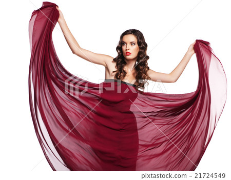 woman in red dress flying on wind isolated woman in red dress flying on wind isolated 21724549