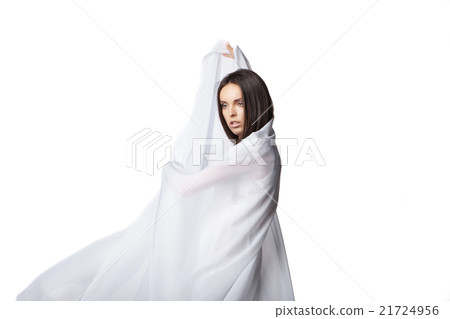 Young woman dancing in gorgeous white dress Young woman dancing in gorgeous white dress 21724956