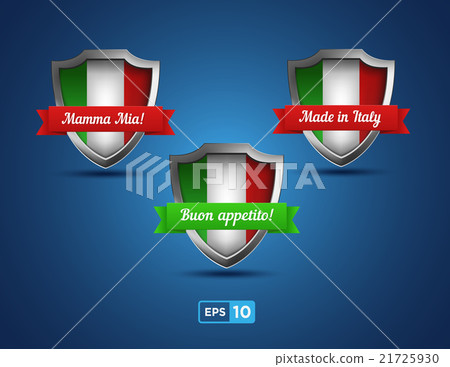Italy shields with red and green ribbons 21725930
