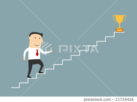 Businessman walking up stairs to sucess 21728426