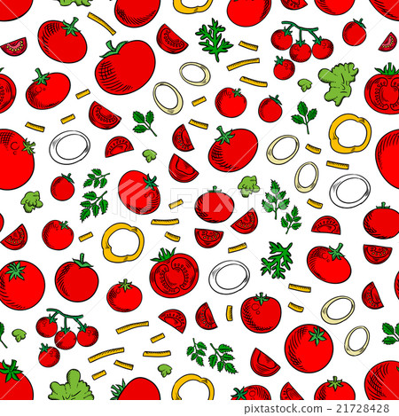 Seamless tomatoes vegetables and herbs pattern 21728428