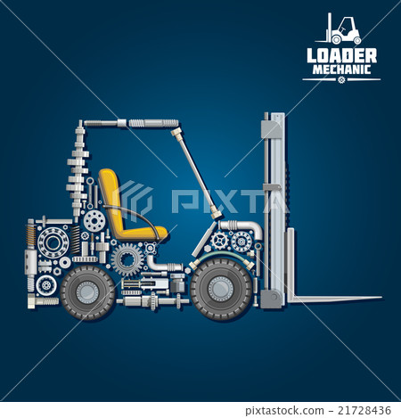 Forklift truck silhouette, composed of details 21728436