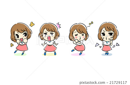 Office casual girls' pose sets female magazine essay style illustrations 21729117