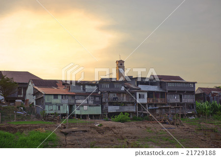 Old houses at Mekong river, Laos and Thailand  21729188