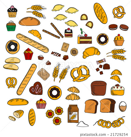 Bakery, pastry, confectionery products sketches 21729254