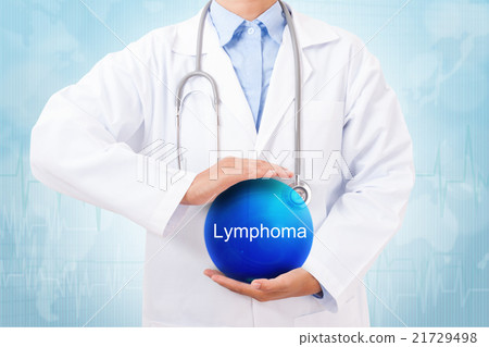 Doctor holding blue crystal ball with lymphoma  21729498