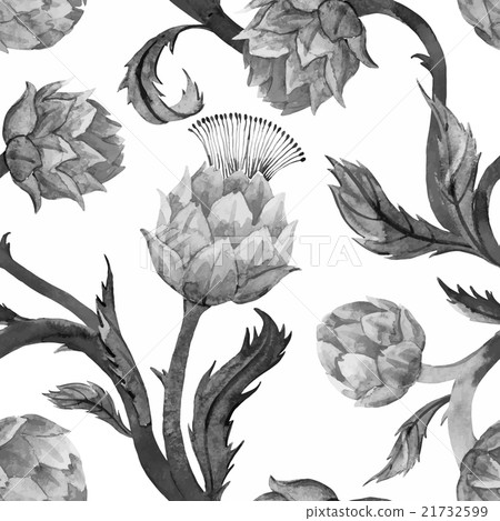 Watercolor art nouveau artichoke pattern 21732599