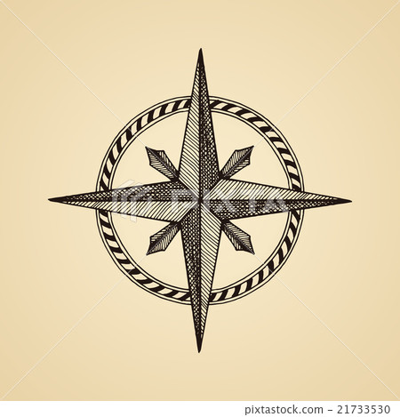 Hand drawn compass wind rose symbol 21733530