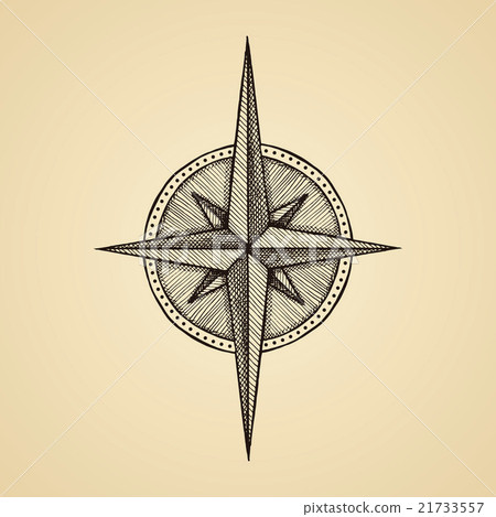Hand drawn compass wind rose symbol 21733557