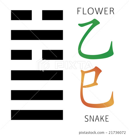 Hexagram from chinese hieroglyphs. Flower, snake Hexagram from chinese hieroglyphs. Flower, snake 21736072