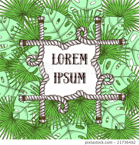 Engraved palm leaves and rope Engraved palm leaves and rope 21736482