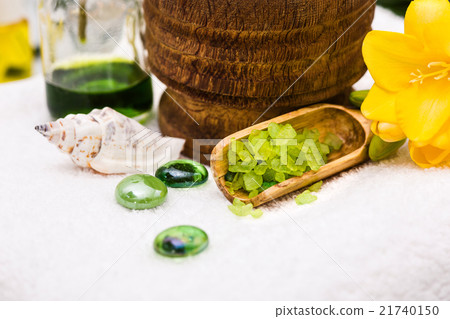 Spa setting with aroma oil, vintage style  21740150