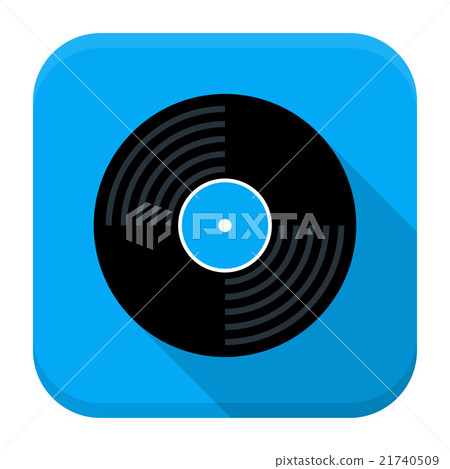 Music vinyl disc flat app icon with long shadow - Stock Illustration ...