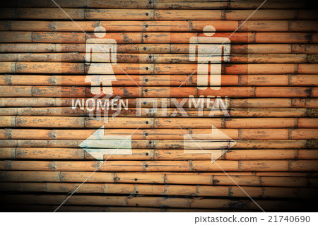 Toilet Signs male and female on bamboo wood wall 21740690